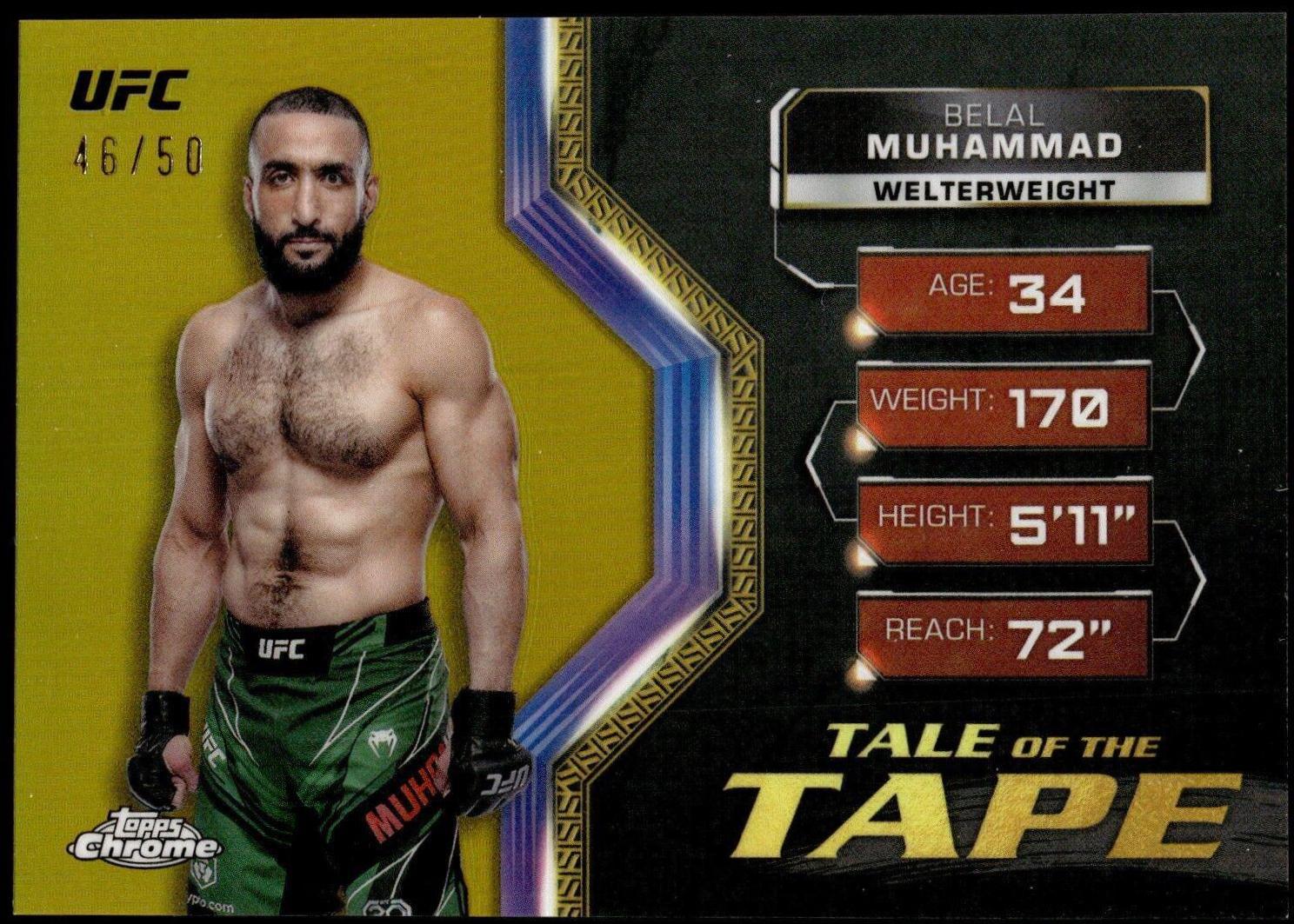 Belal Muhammad 2024 Topps Chrome UFC Tale of the Tape #TFT-15 Gold Refractor