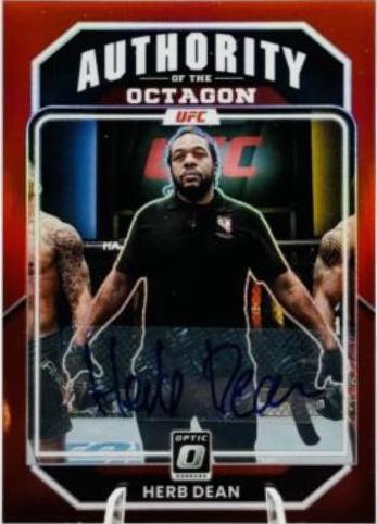 Herb Dean 2023 Panini Donruss Optic UFC Authority of the Octagon Signatures #148 Red
