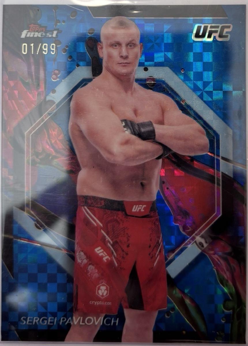 Sergei Pavlovich 2024 Topps Finest UFC Base Common #88 Blue Checkerboard Refractor