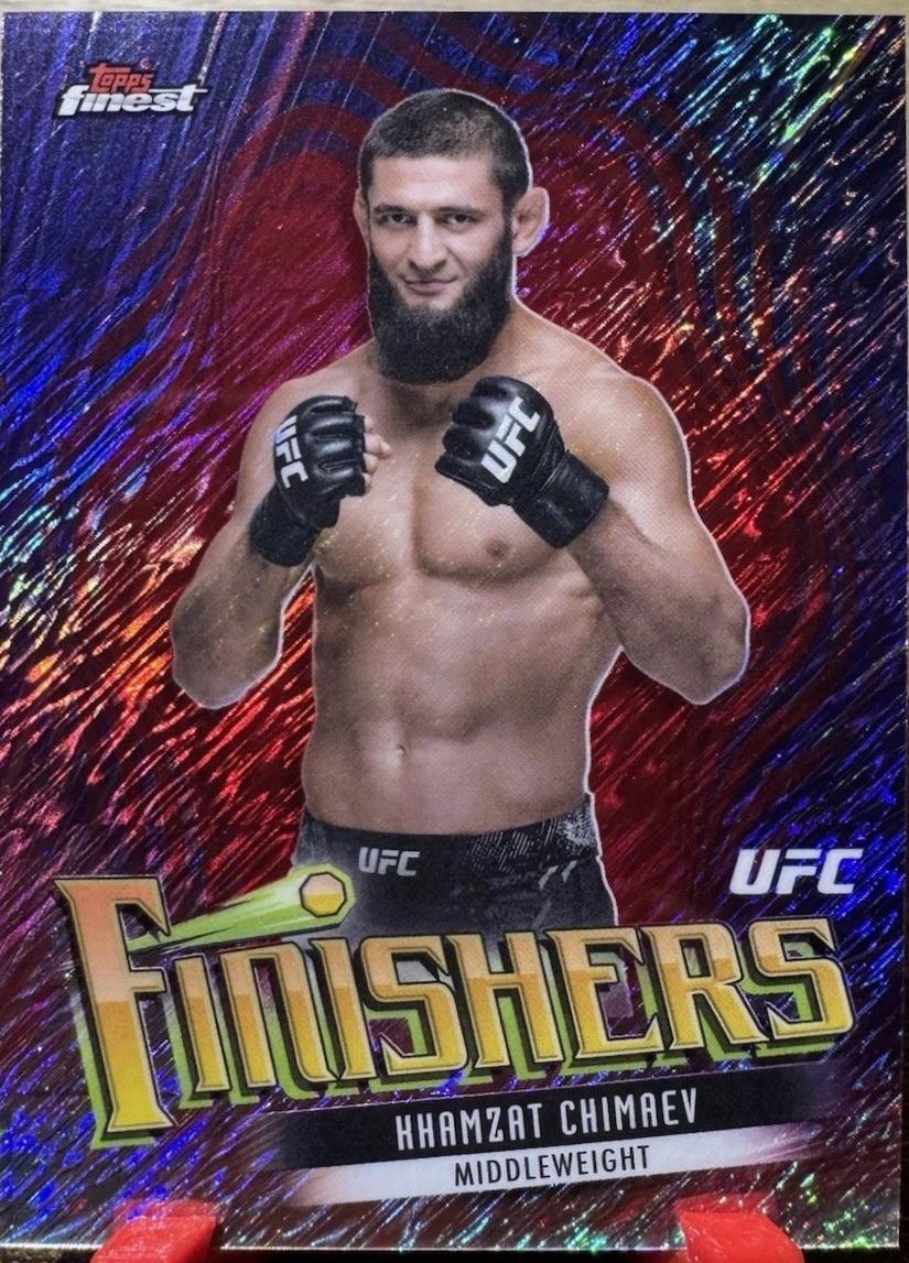 Khamzat Chimaev 2024 Topps Finest UFC Finishers #FIN-2 Red Shimmer Refractor