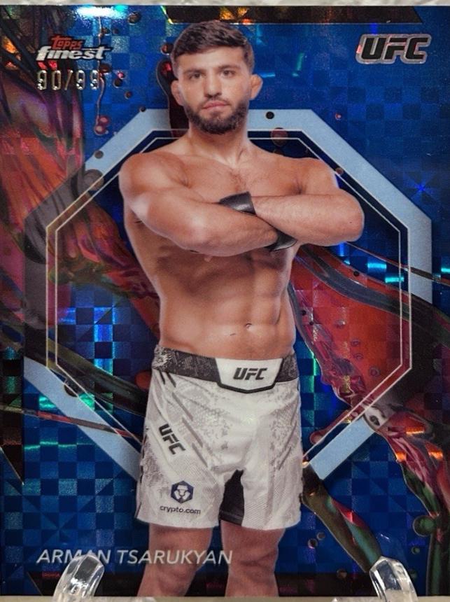 Arman Tsarukyan 2024 Topps Finest UFC Base Common #92 Blue Checkerboard Refractor