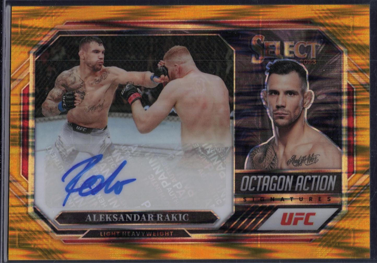 Aleksandar Rakic 2023 Panini Select UFC Octagon Action Signatures #20 Gold Flash