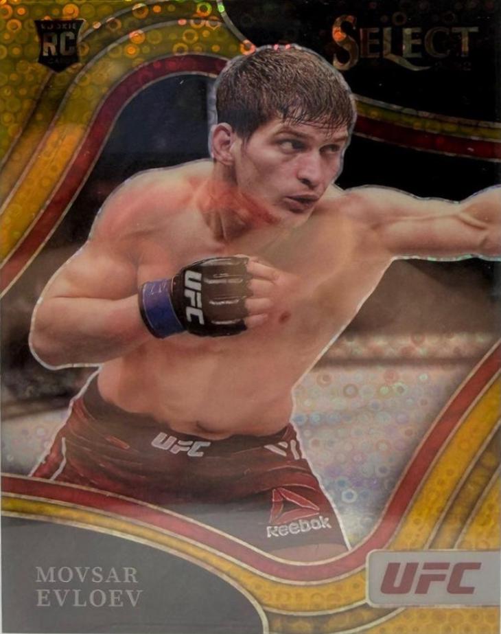 Movsar Evloev 2022 Panini Select UFC Octagonside #266 Gold Disco