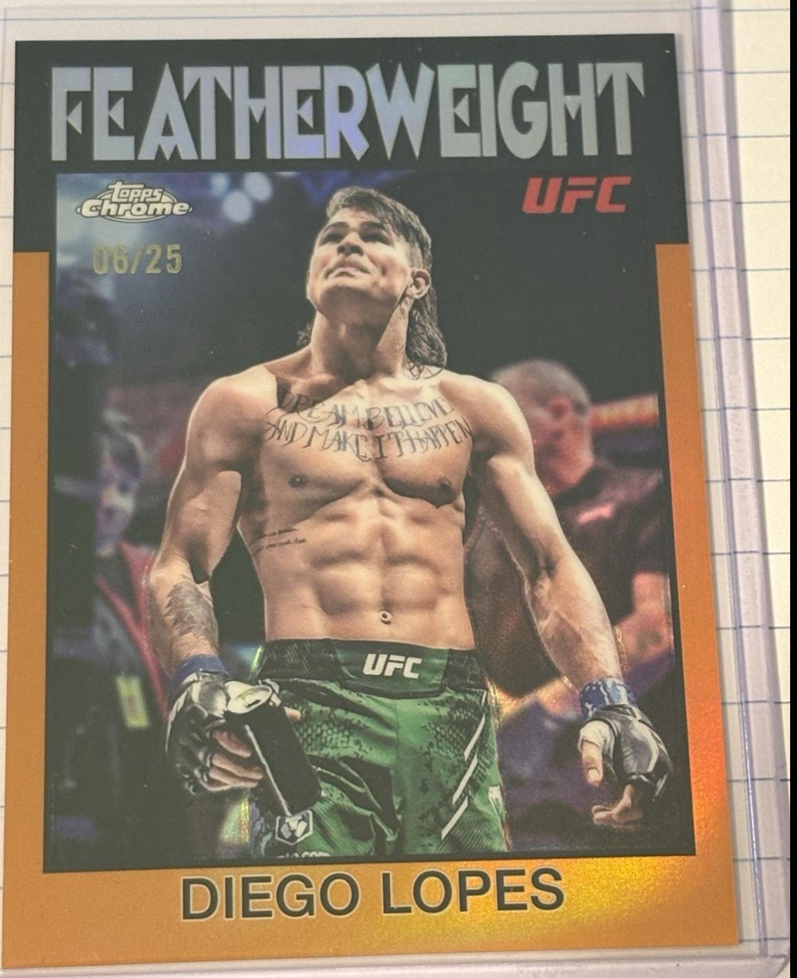 Diego Lopes 2026 Topps Chrome UFC 1986 Topps #86-15 Orange Refractor