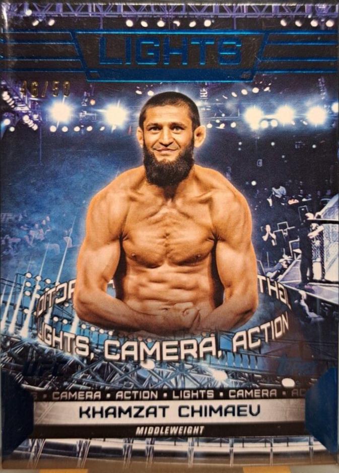 Khamzat Chimaev 2024 Topps Knockout UFC Lights (Lights, Camera, Action) #LTS-12 Blue