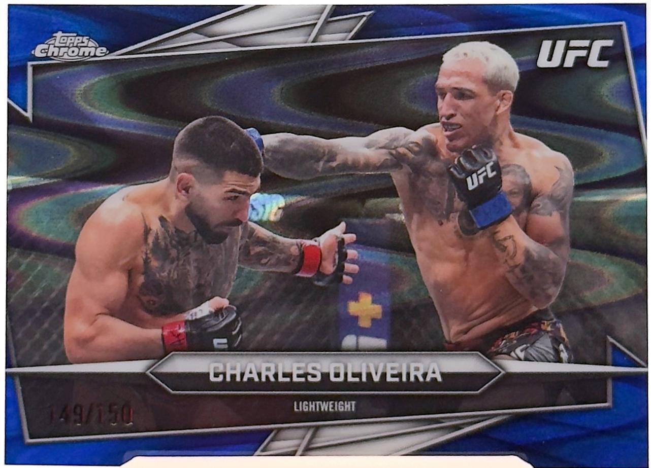 Charles Oliveira 2026 Topps Chrome UFC Base #150 Blue Ray Wave Refractor