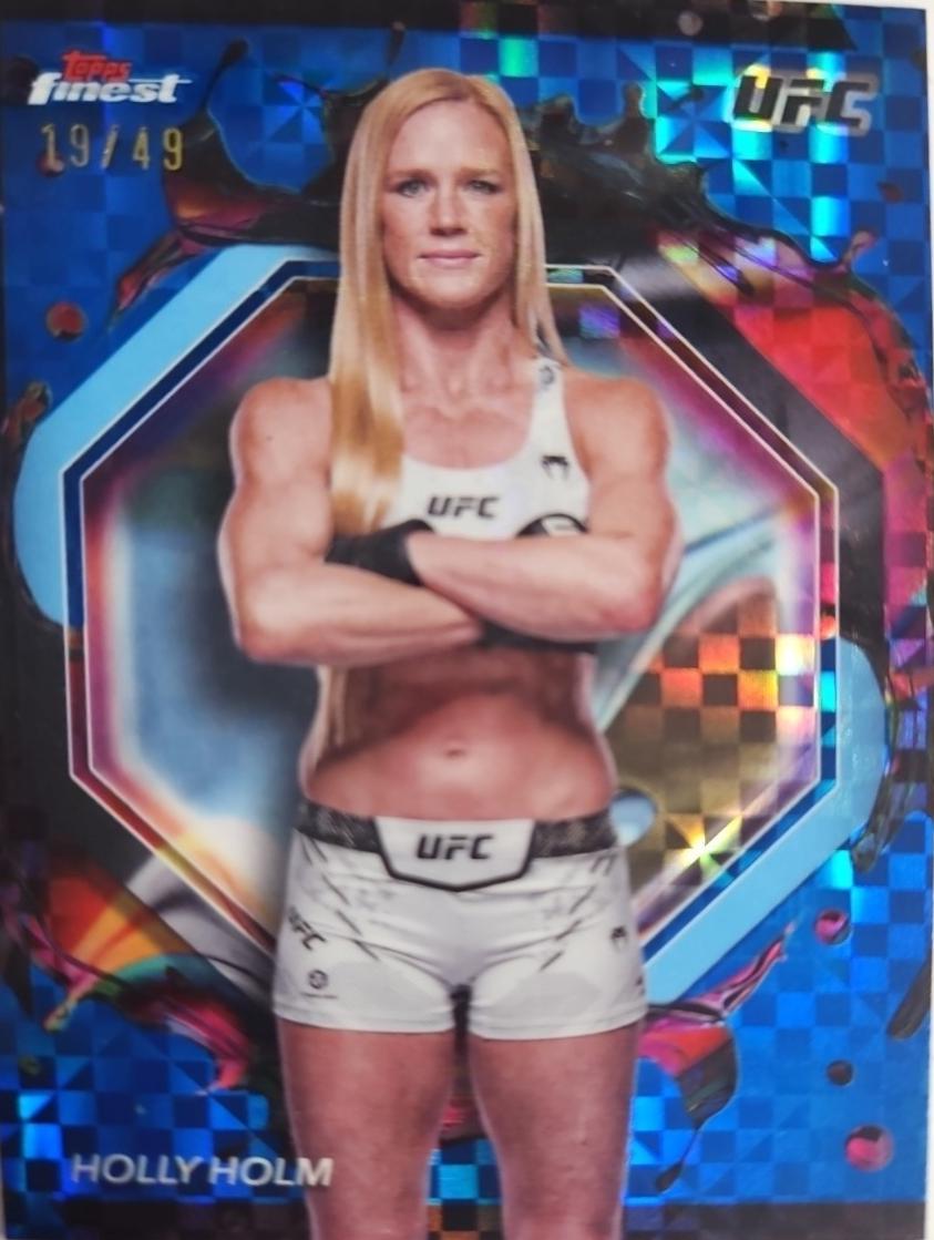 Holly Holm 2024 Topps Finest UFC Base Rare #287 Blue Checkerboard Refractor
