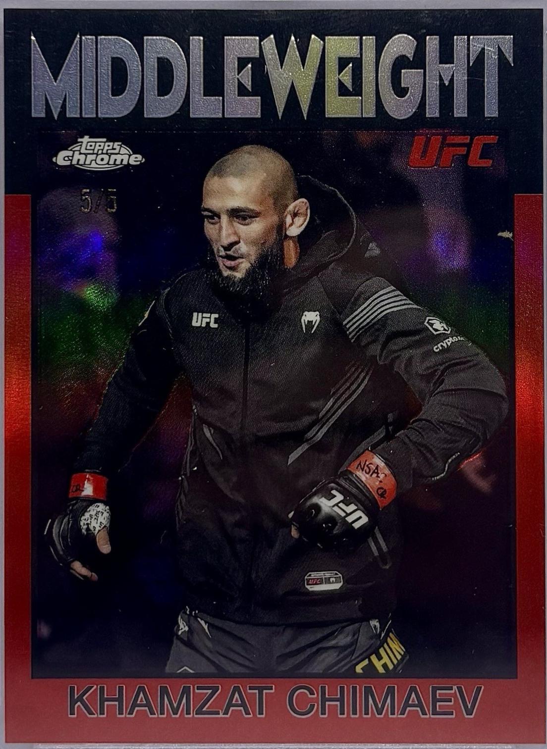 Khamzat Chimaev 2026 Topps Chrome UFC 1986 Topps #86-9 Red Refractor
