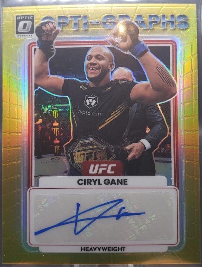 Ciryl Gane 2023 Panini Donruss Optic UFC Opti-Graphs #18 Gold Autograph