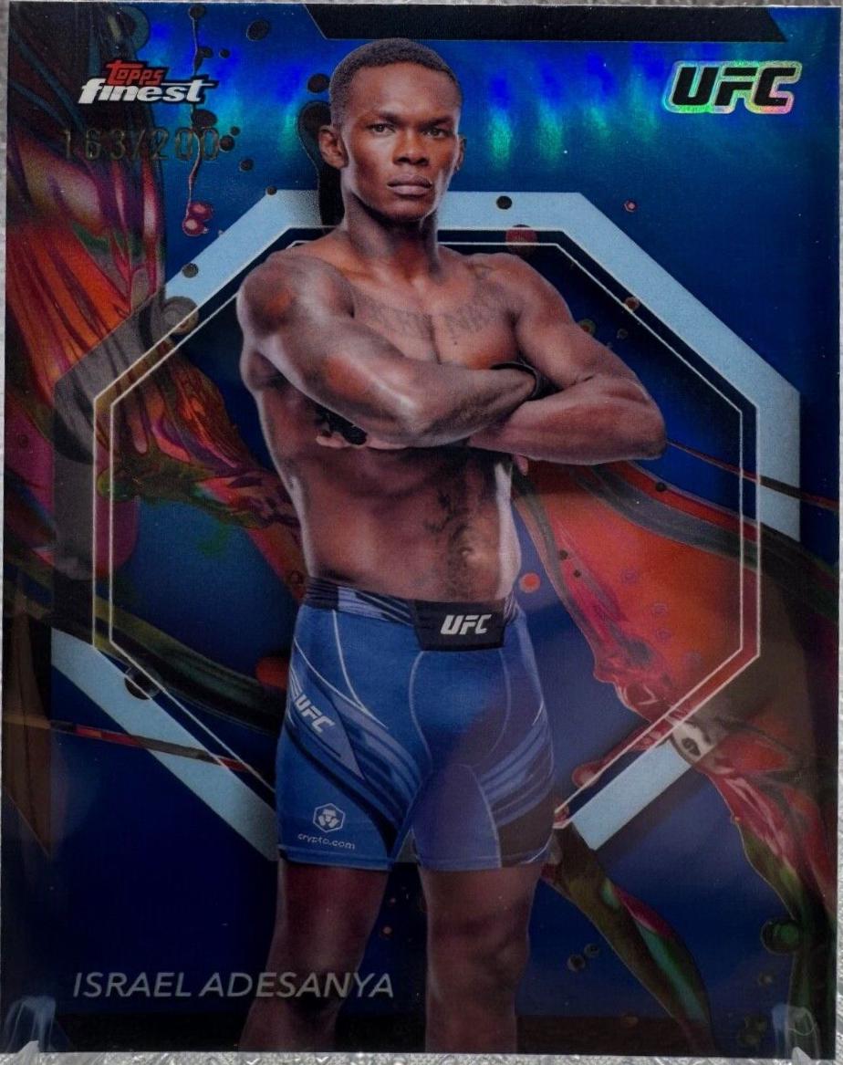 Israel Adesanya 2024 Topps Finest UFC Base Common #53 Blue Refractor