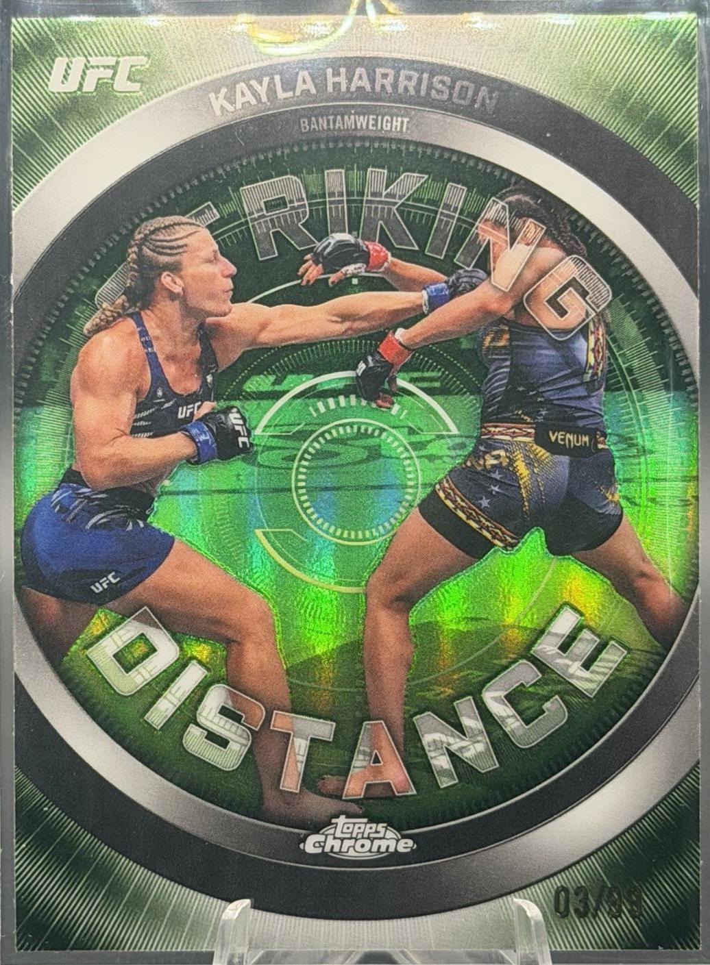 Kayla Harrison 2026 Topps Chrome UFC Striking Distance #SD-8 Green Refractor