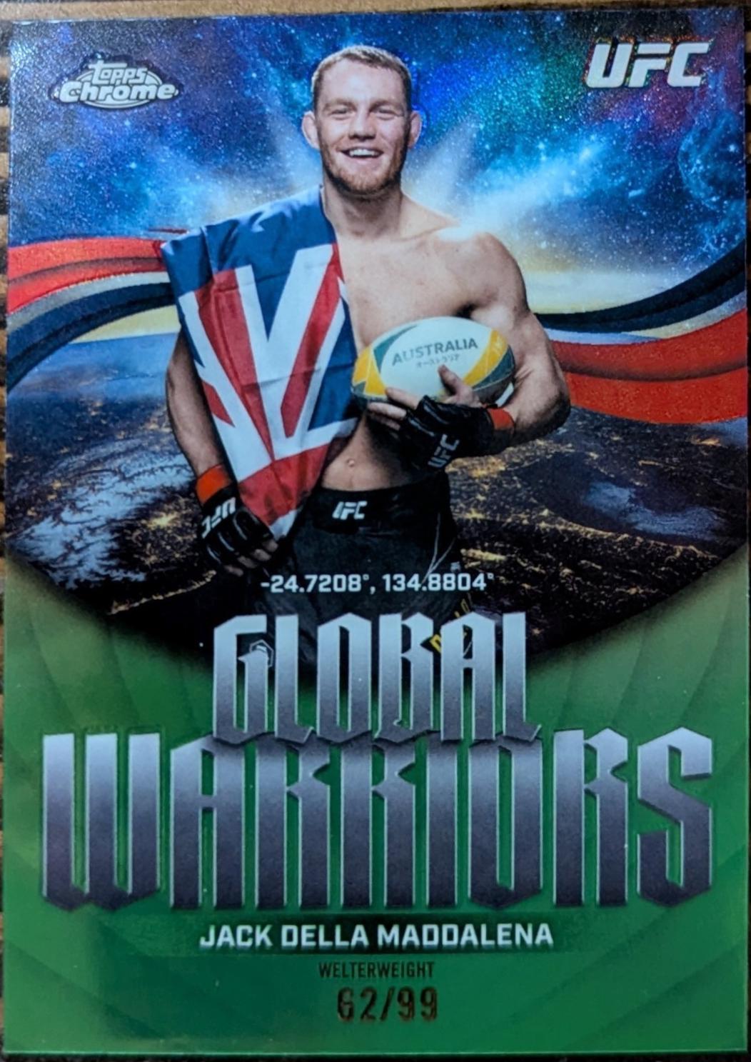 Jack Della Maddalena 2026 Topps Chrome UFC Global Warriors #GW-9 Green Refractor