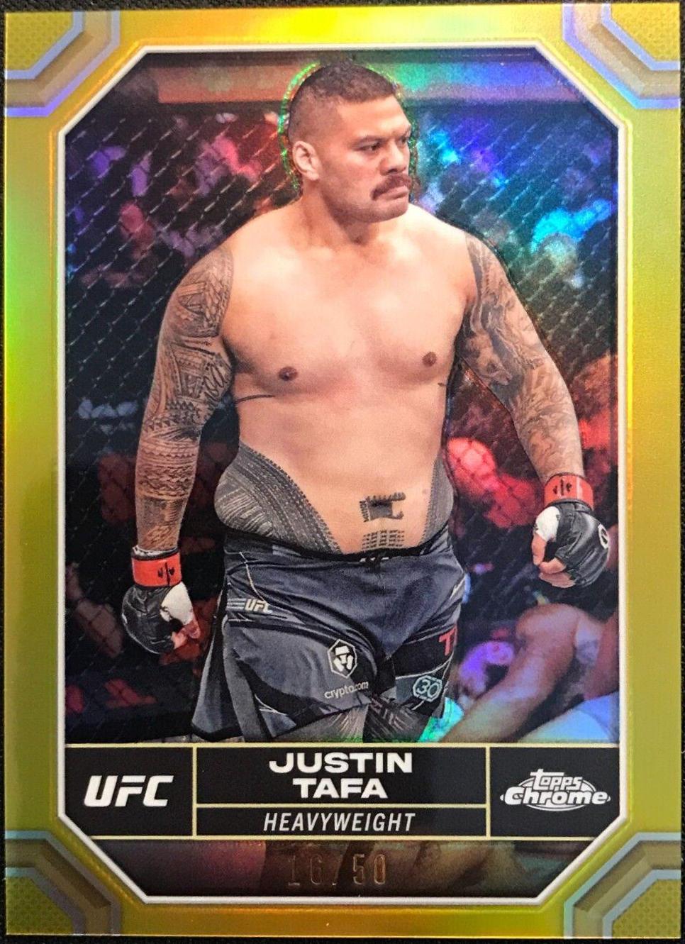 Justin Tafa 2024 Topps Chrome UFC Base #105 Gold Refractor