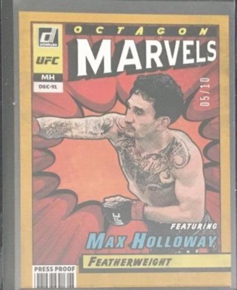 Max Holloway 2022 Panini Donruss UFC Octagon Marvels #20 Press Proof Gold