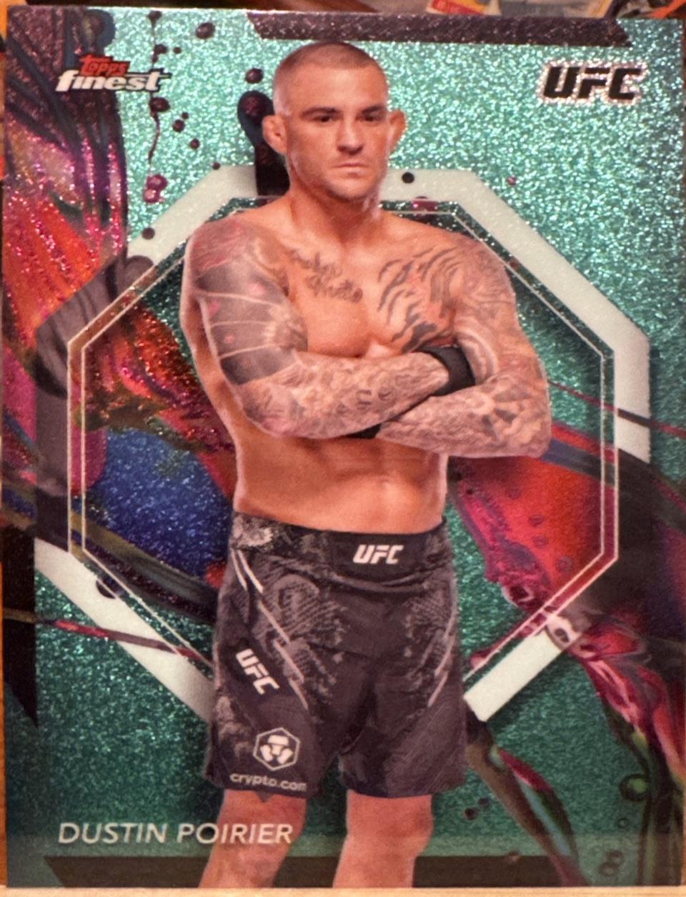 Dustin Poirier 2024 Topps Finest UFC Base Common #98 Aqua Glitter Refractor