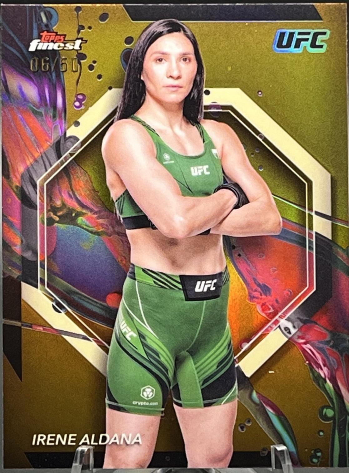 Irene Aldana 2024 Topps Finest UFC Base Common #64 Gold Refractor