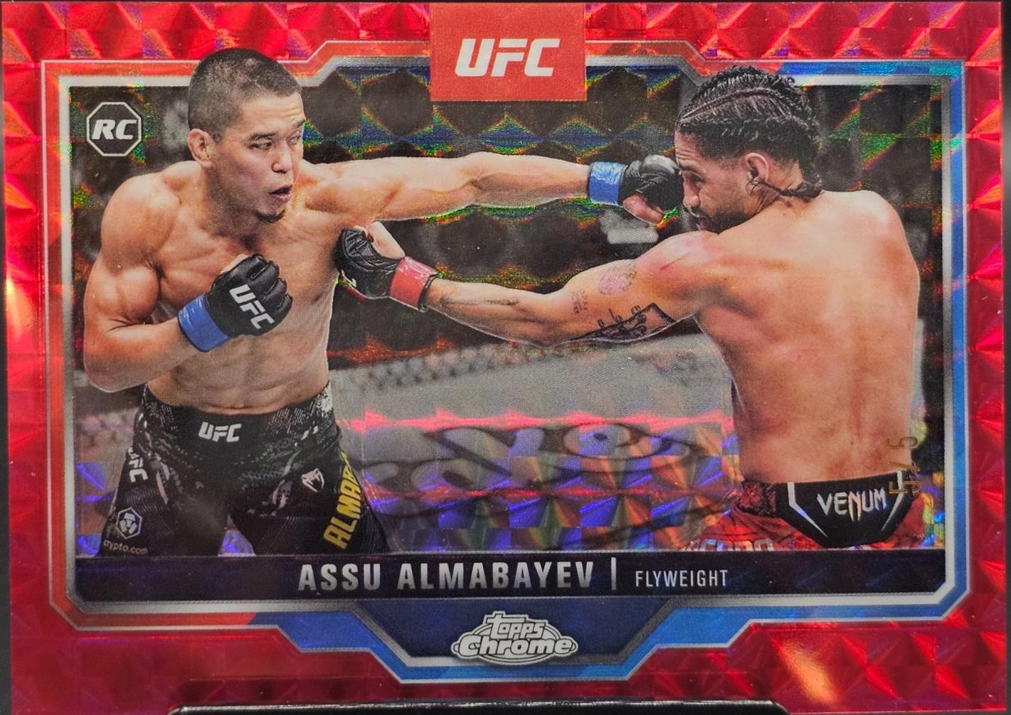 Assu Almabayev 2025 Topps Chrome UFC Base #182 Red Geometric Refractor