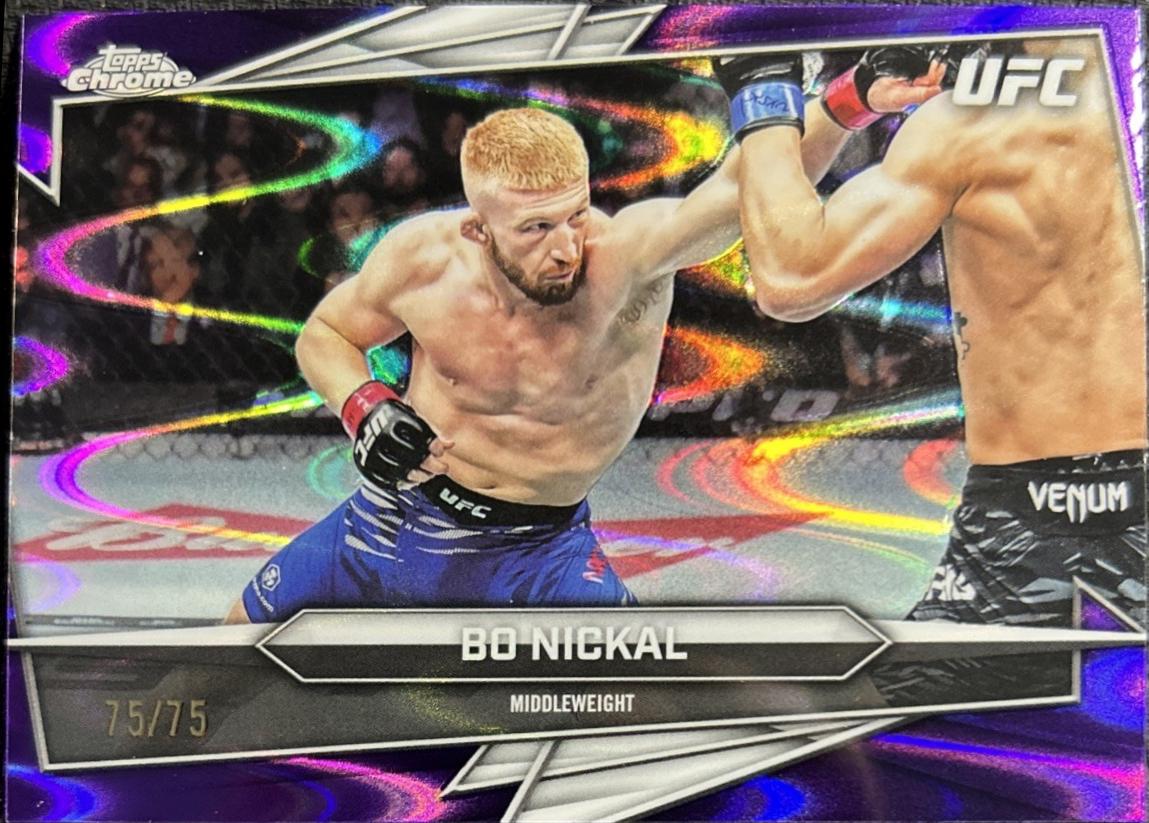 Bo Nickal 2026 Topps Chrome UFC Base #46 Purple Ray Wave Refractor