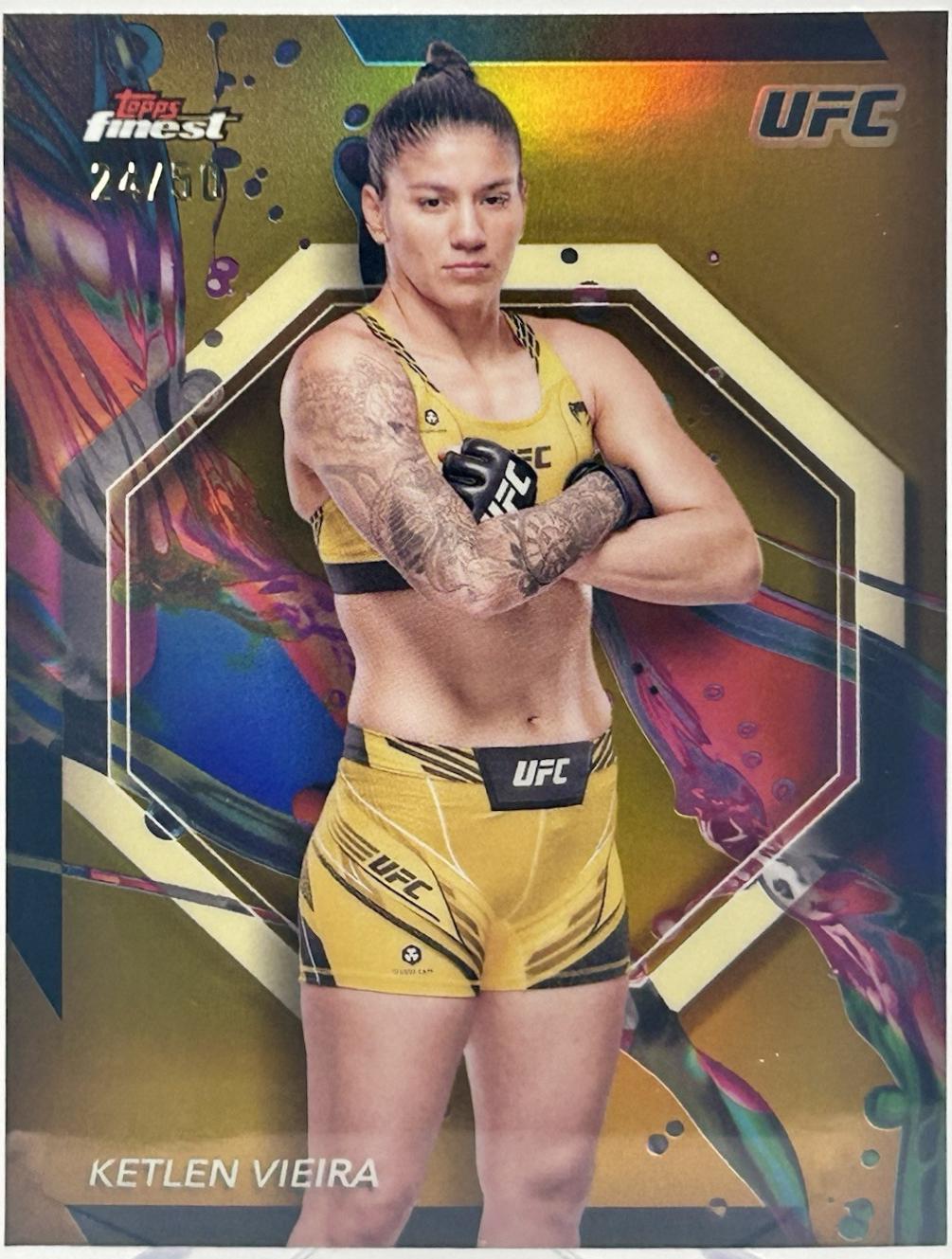 Ketlen Vieira 2024 Topps Finest UFC Base Common #15 Gold Refractor