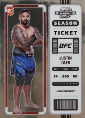 Justin Tafa 2023 Panini Chronicles UFC Base Contenders Optic Season Ticket #369 Gold Vinyl