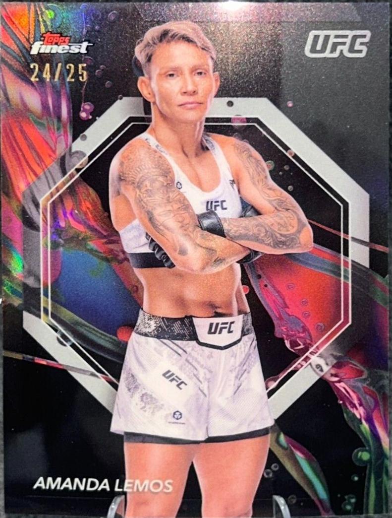 Amanda Lemos 2024 Topps Finest UFC Base Common #62 Black Refractor