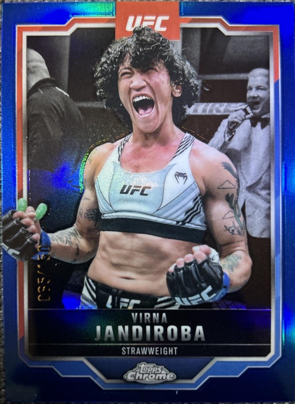 Virna Jandiroba 2025 Topps Chrome UFC Base #123 Blue Refractor
