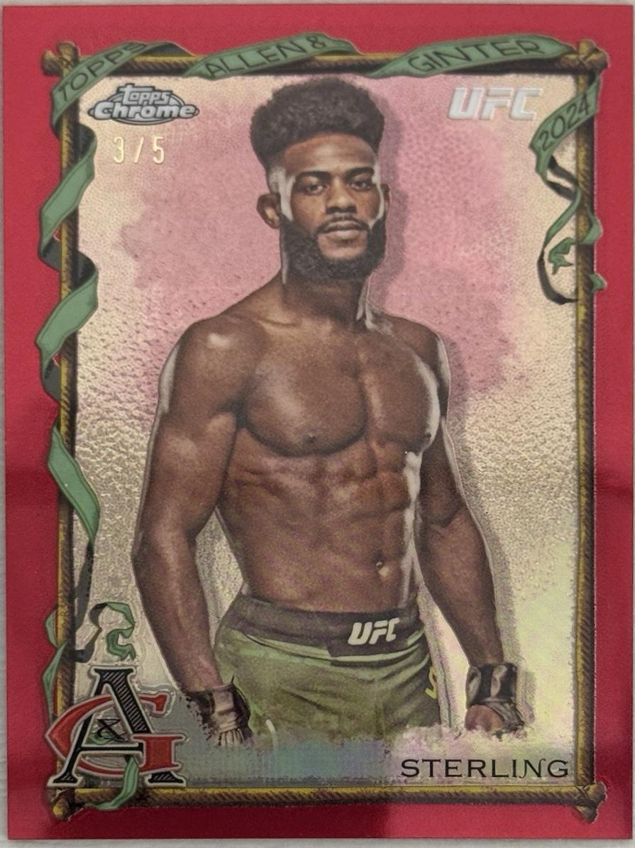 Aljamain Sterling 2024 Topps Chrome UFC Allen & Ginter #AAG-5 Red Refractor