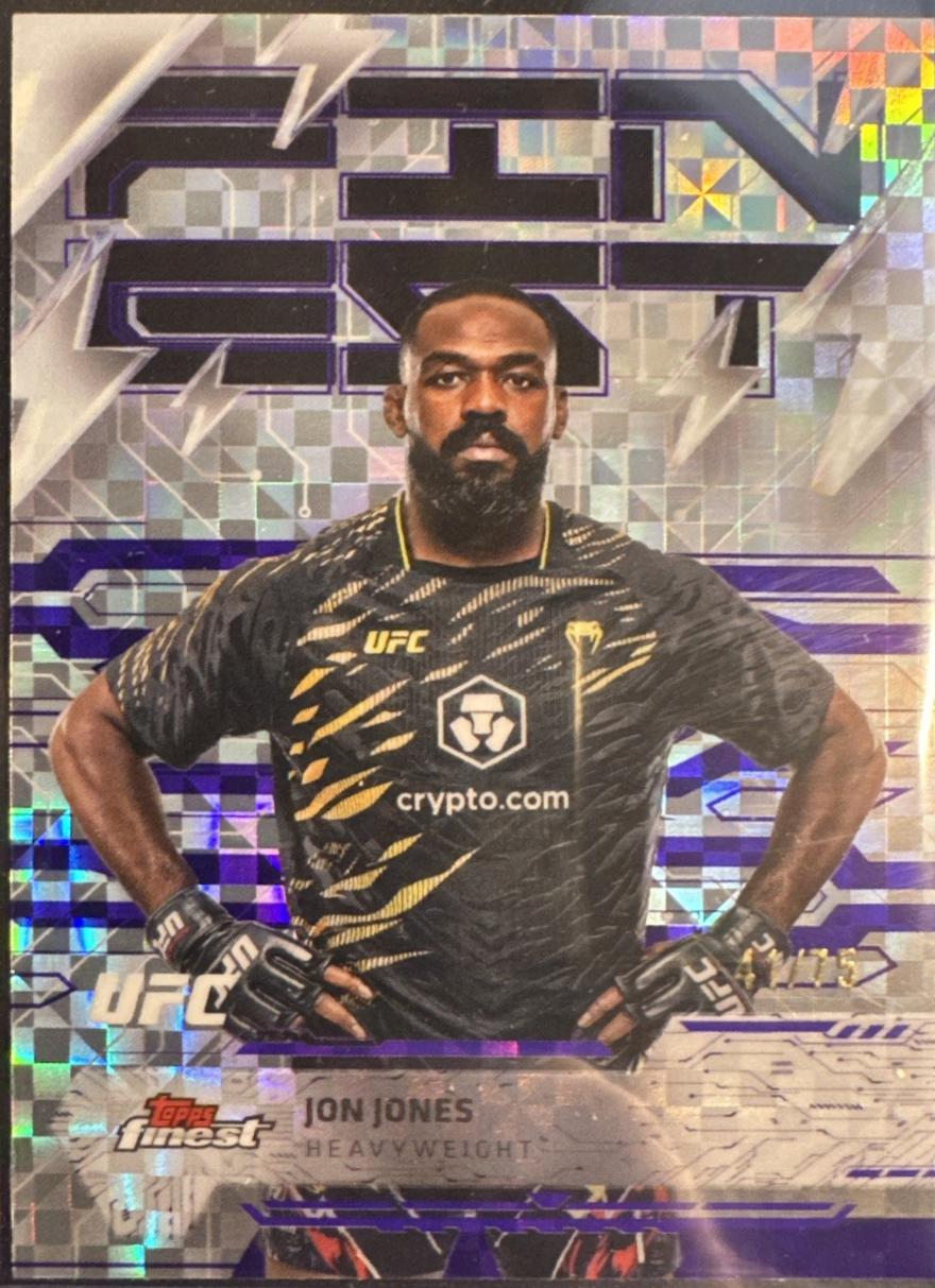 Jon Jones 2025 Topps Finest UFC Base Rare #224 Purple Checkerboard Refractor