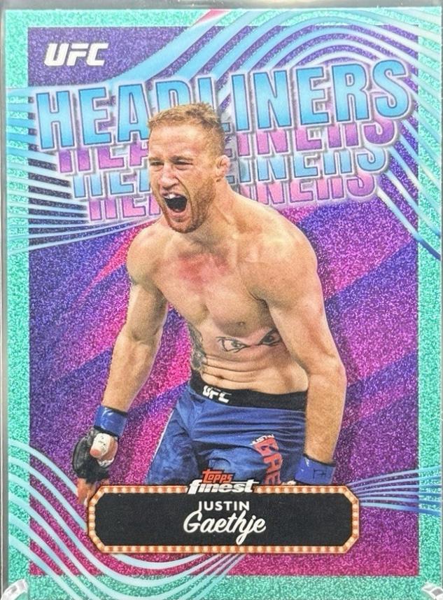 Justin Gaethje 2024 Topps Finest UFC Headliners #HDL-11 Aqua Glitter Refractor