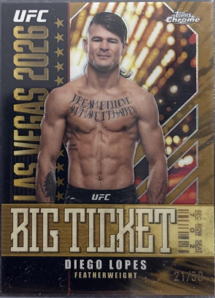 Diego Lopes 2026 Topps Chrome UFC Big Ticket #BT-24 Gold