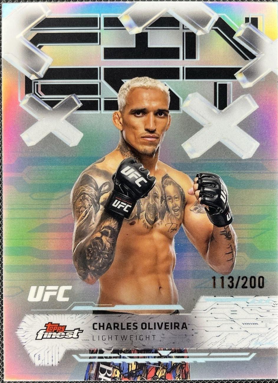 Charles Oliveira 2025 Topps Finest UFC Base Common #85 Blue Refractor