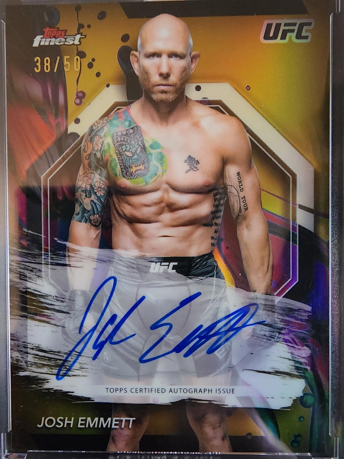 Josh Emmett 2024 Topps Finest UFC Finest Autographs #FA-JET Gold Refractor