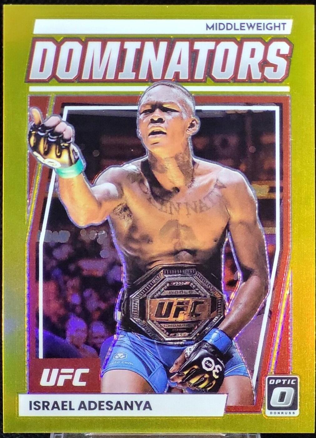 Israel Adesanya 2023 Panini Donruss Optic UFC Dominators #16 Gold