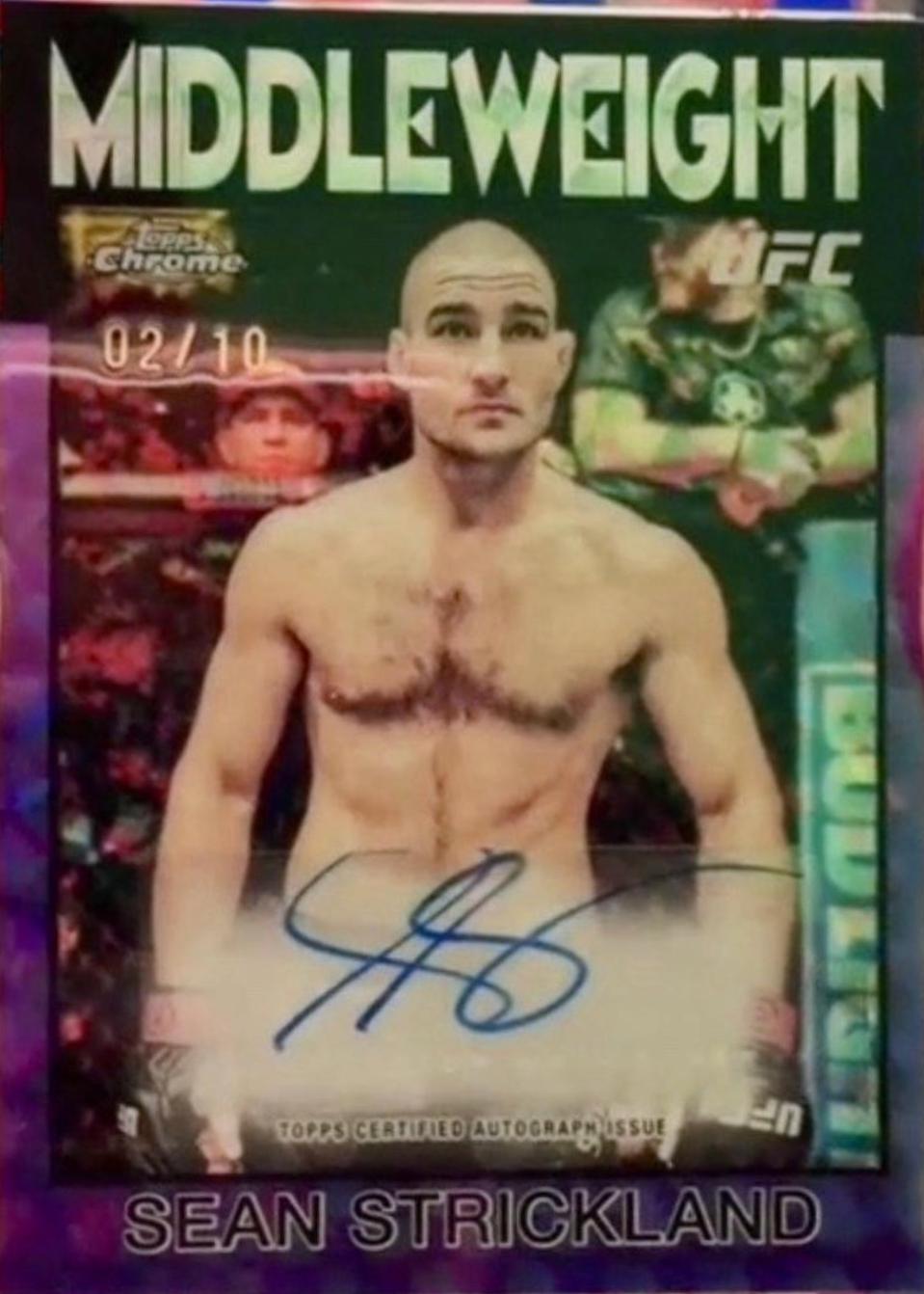 Sean Strickland 2026 Topps Chrome UFC 1986 Topps Signatures #86S-SS Black Refractor