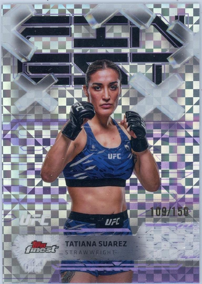 Tatiana Suarez 2025 Topps Finest UFC Base Common #16 Purple Checkerboard Refractor