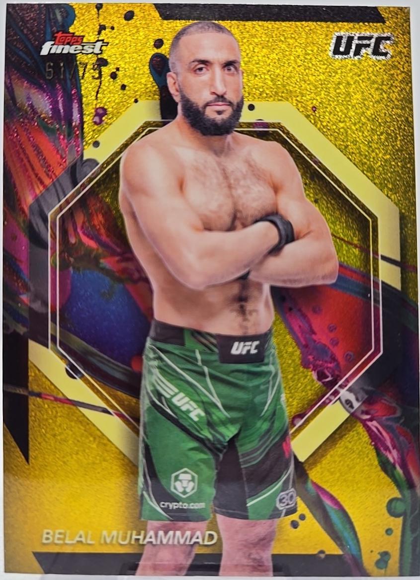 Belal Muhammad 2024 Topps Finest UFC Base Common #37 Yellow Glitter Refractor