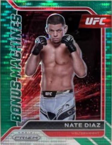 Nate Diaz 2022 Panini Prizm UFC Bonus Machines #25 Green Pulsar