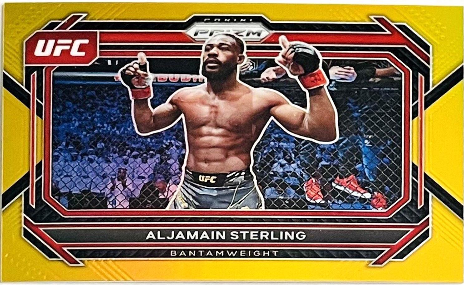 Aljamain Sterling 2023 Panini Prizm UFC Base #56 Gold