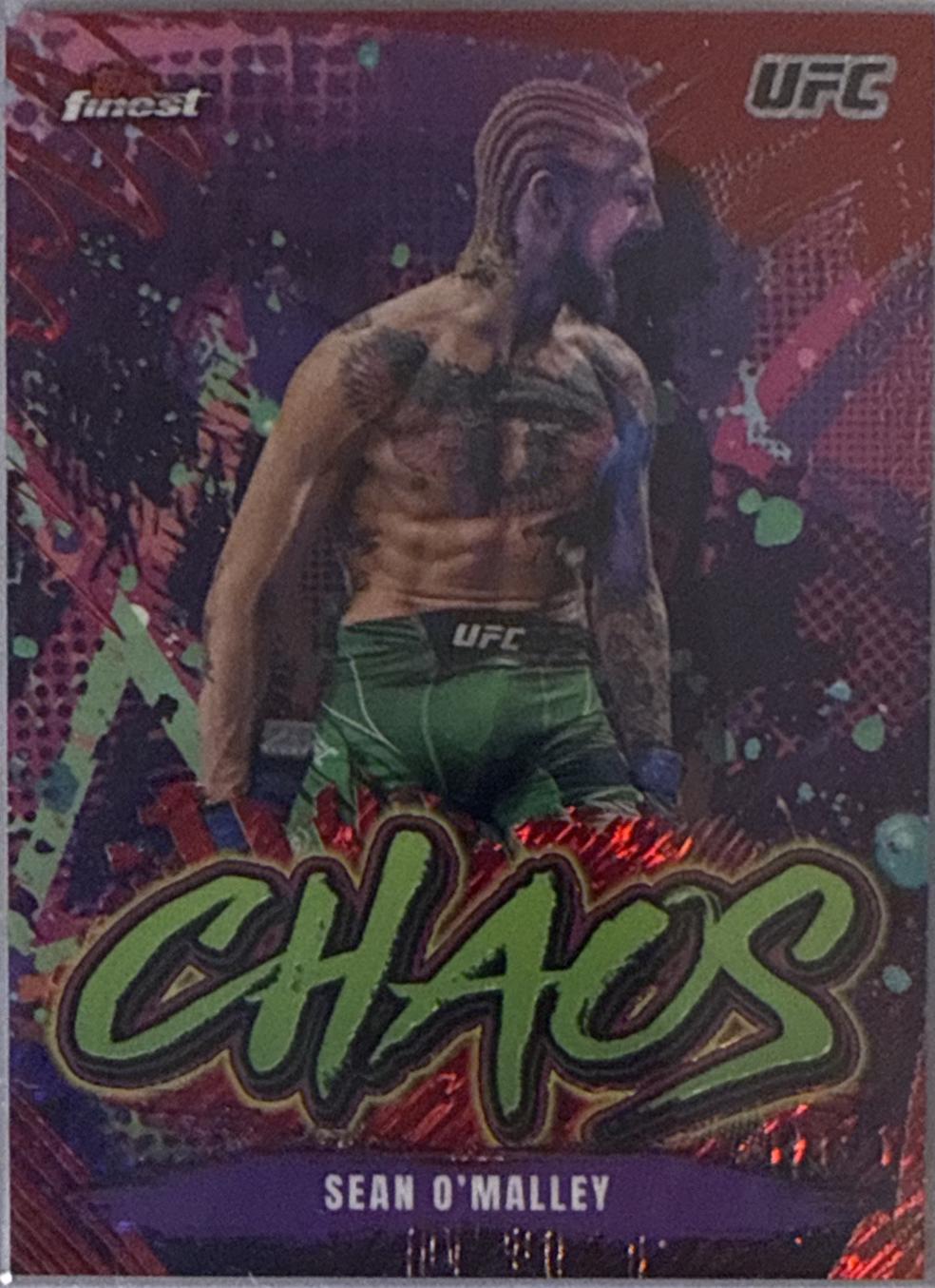 Sean O'Malley 2024 Topps Finest UFC Chaos #CHA-21 Red Shimmer Refractor