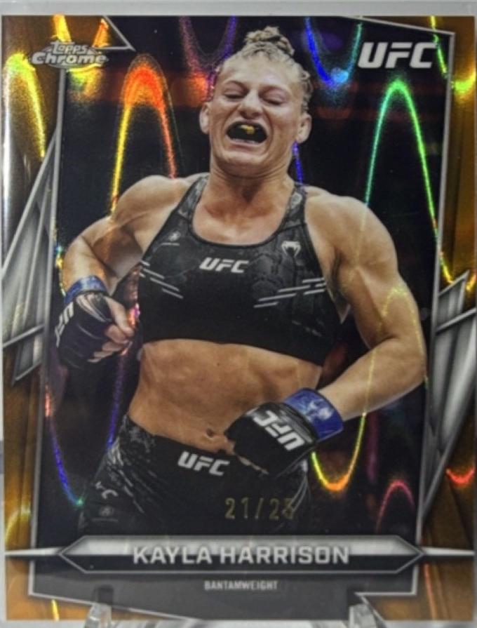 Kayla Harrison 2026 Topps Chrome UFC Base #55 Orange Ray Wave Refractor