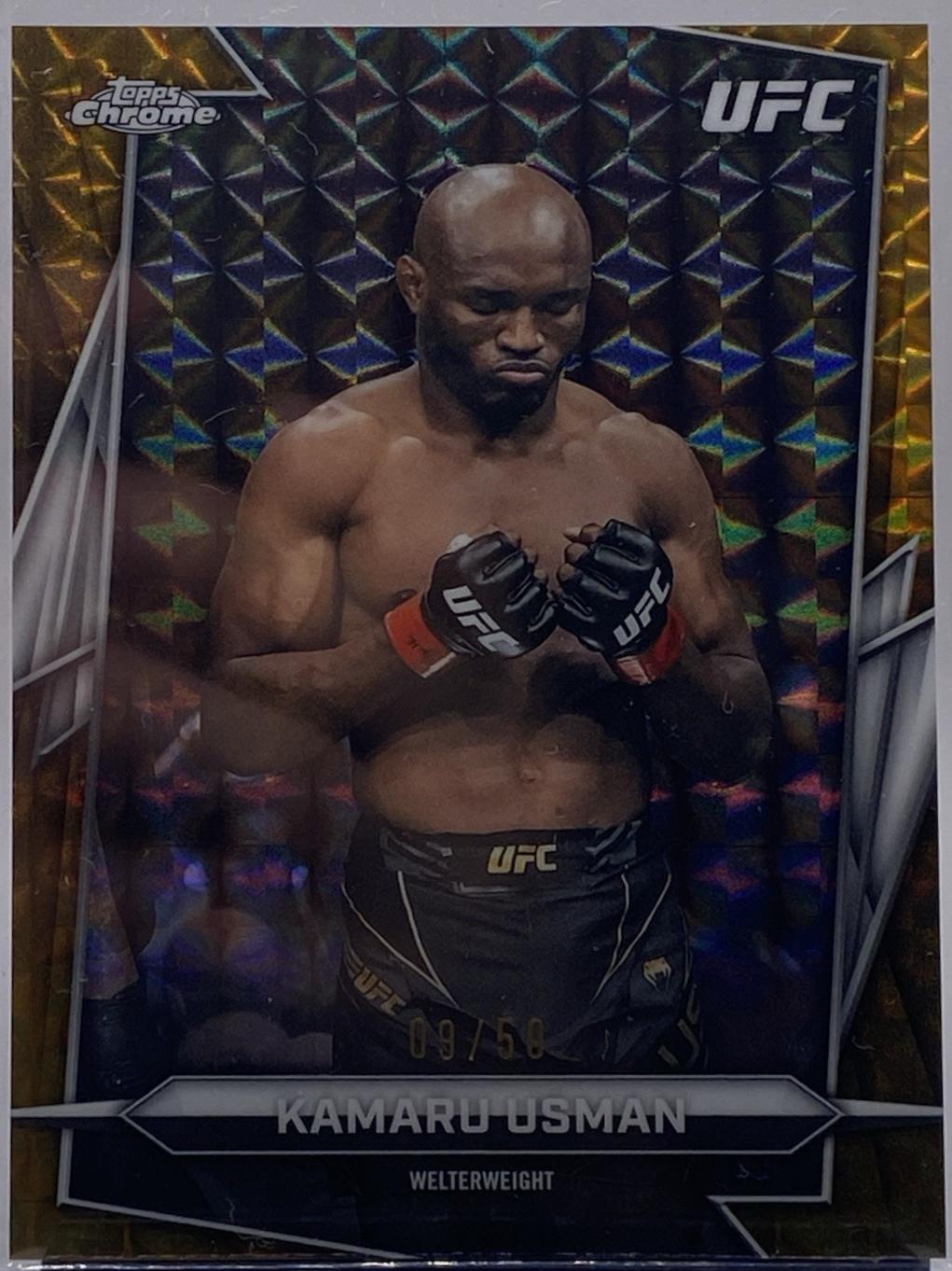 Kamaru Usman 2026 Topps Chrome UFC Base #27 Gold Refractor