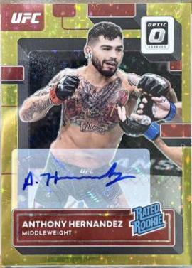 Anthony Hernandez 2023 Panini Donruss Optic UFC Base Rated Rookies Signatures #110 Gold Stars