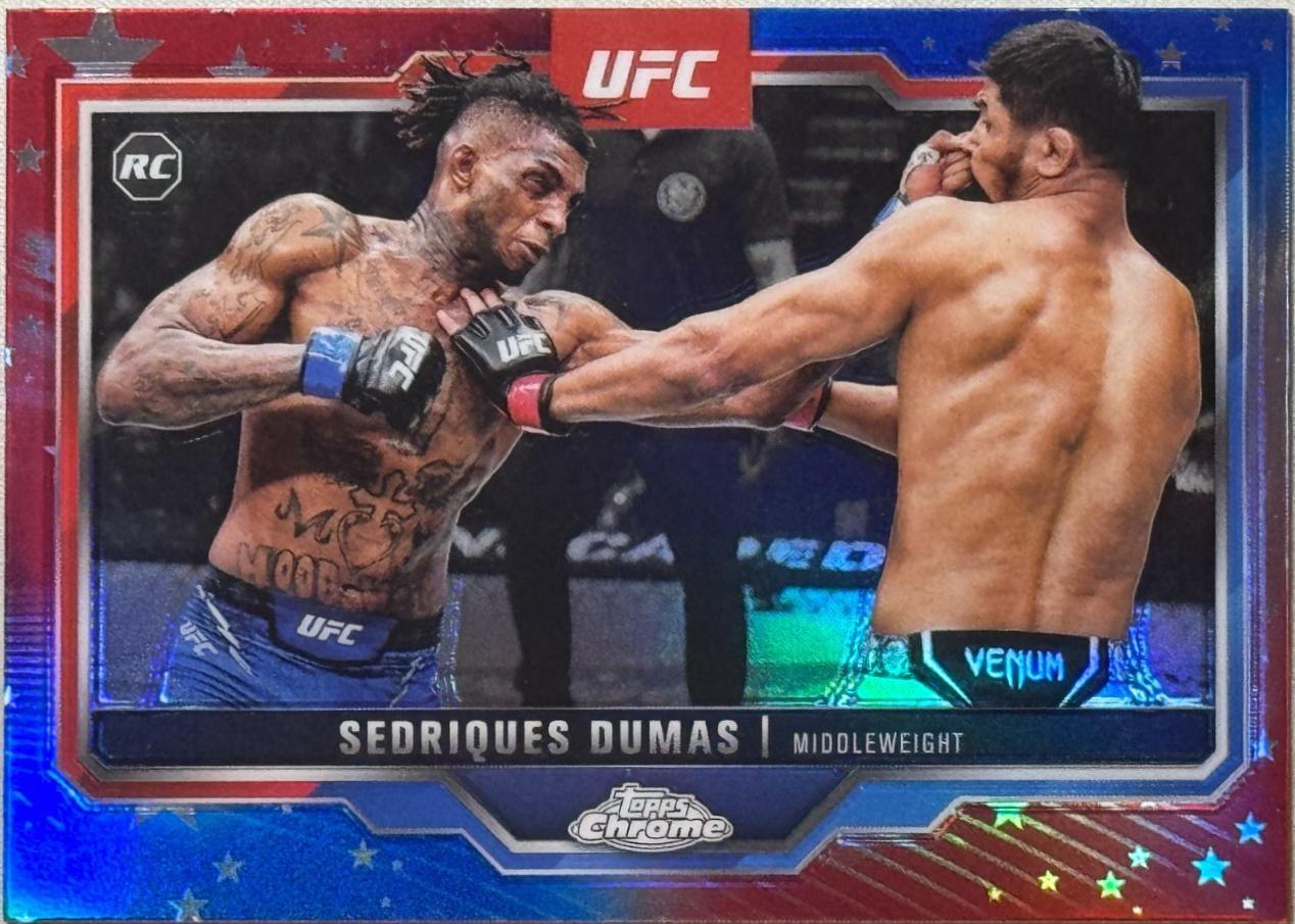 Sedriques Dumas 2025 Topps Chrome UFC Base #6 Red & Blue Refractor