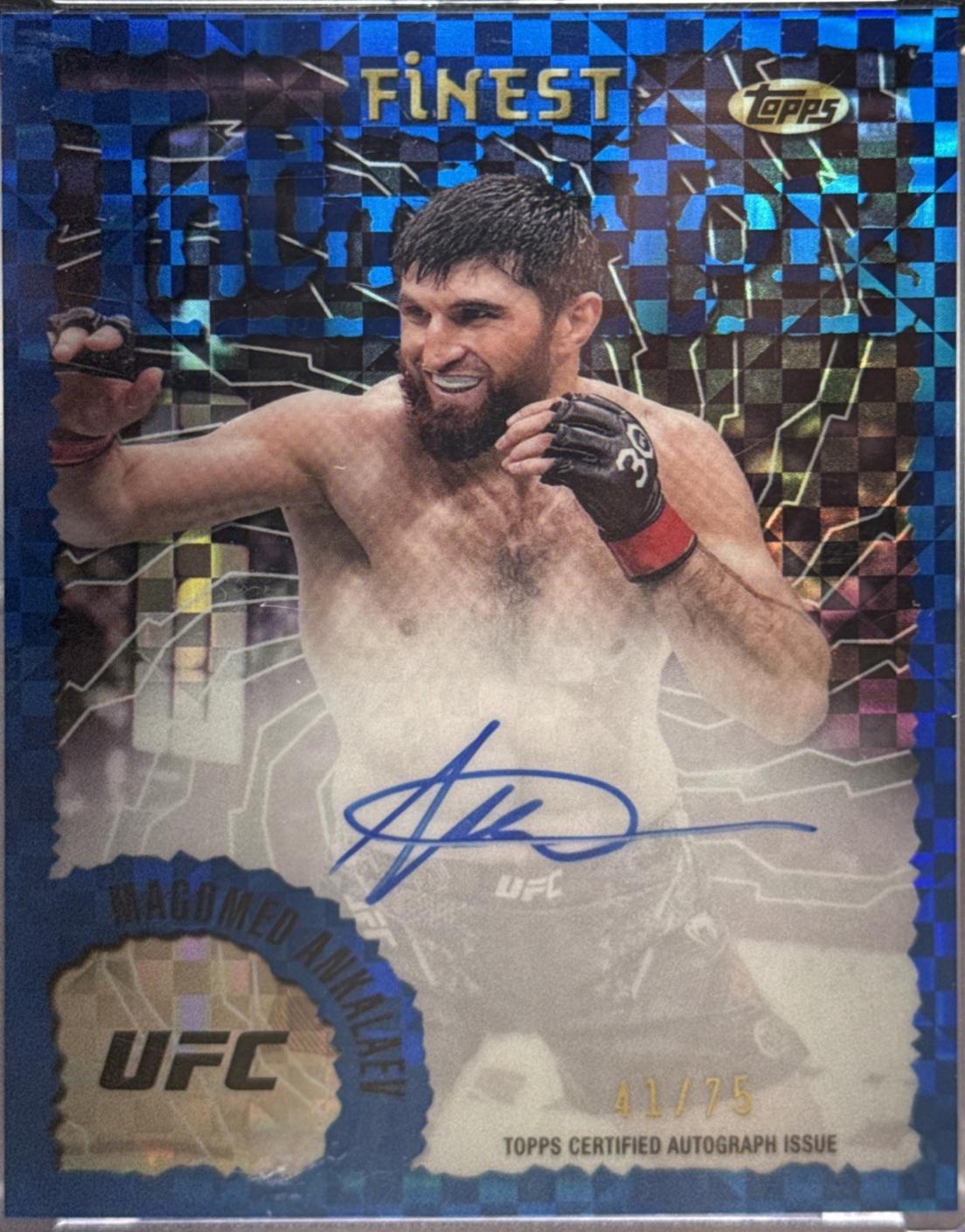 Magomed Ankalaev 2024 Topps Finest UFC Intimidators Autographs #IA-MAN Blue Checkerboard Refractor