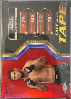 Khamzat Chimaev 2024 Topps Chrome UFC Tale of the Tape #TFT-16 Red Refractor