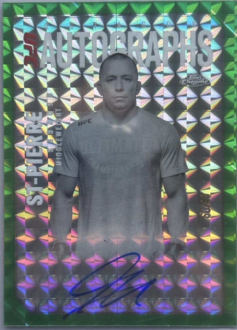 Georges St-Pierre 2025 Topps Chrome UFC Octagon Legends Autographs #OLA-GS Green Refractor