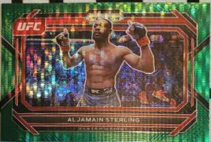 Aljamain Sterling 2023 Panini Prizm UFC Base #56 Green Pulsar