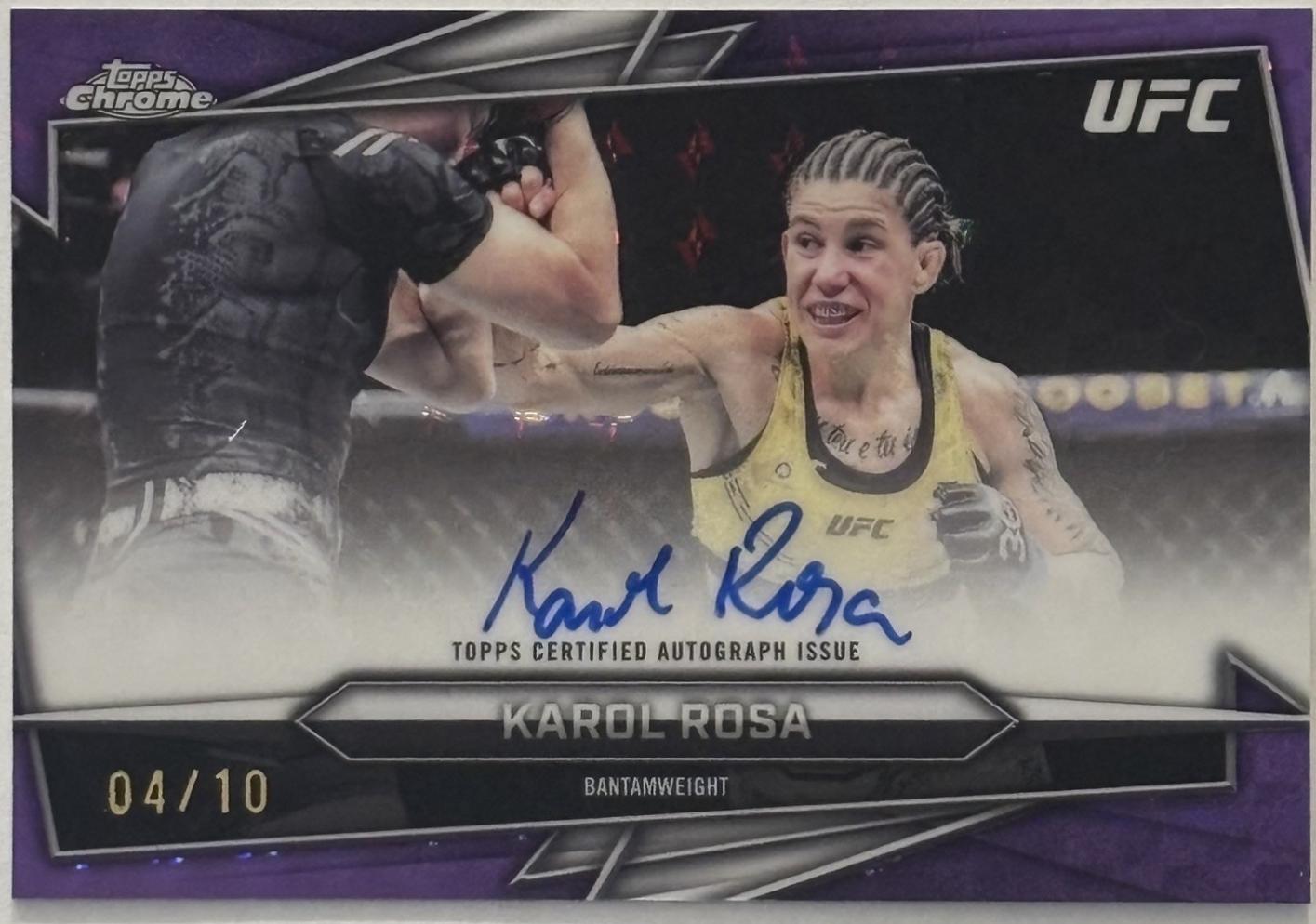 Karol Rosa 2026 Topps Chrome UFC Base Autographs #BAV-KR Purple Geometric Refractor
