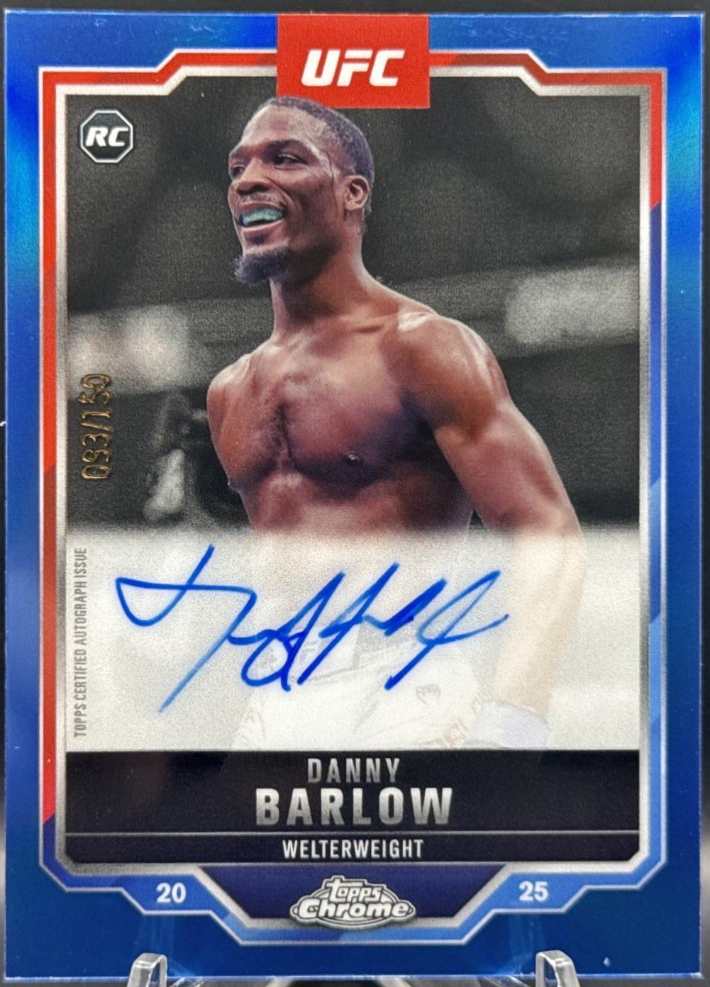 Danny Barlow 2025 Topps Chrome UFC Chrome Rookie Autographs #CRA-DB Blue Refractor