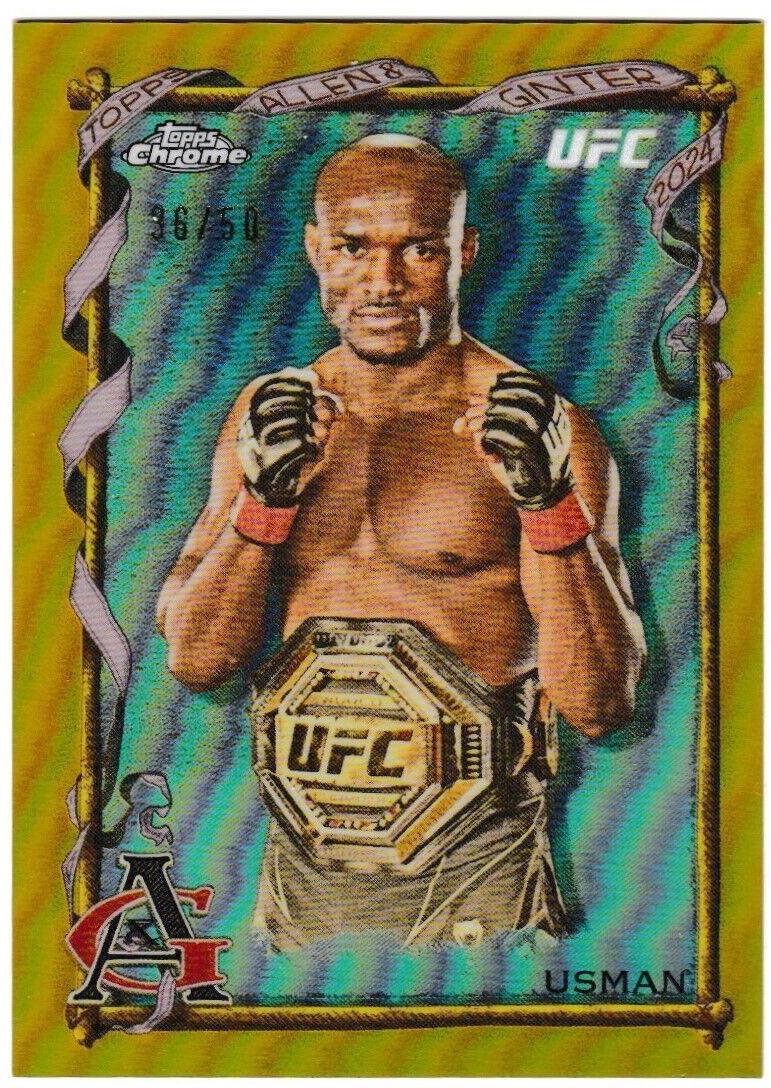 Kamaru Usman 2024 Topps Chrome UFC Allen & Ginter #AAG-27 Gold Refractor